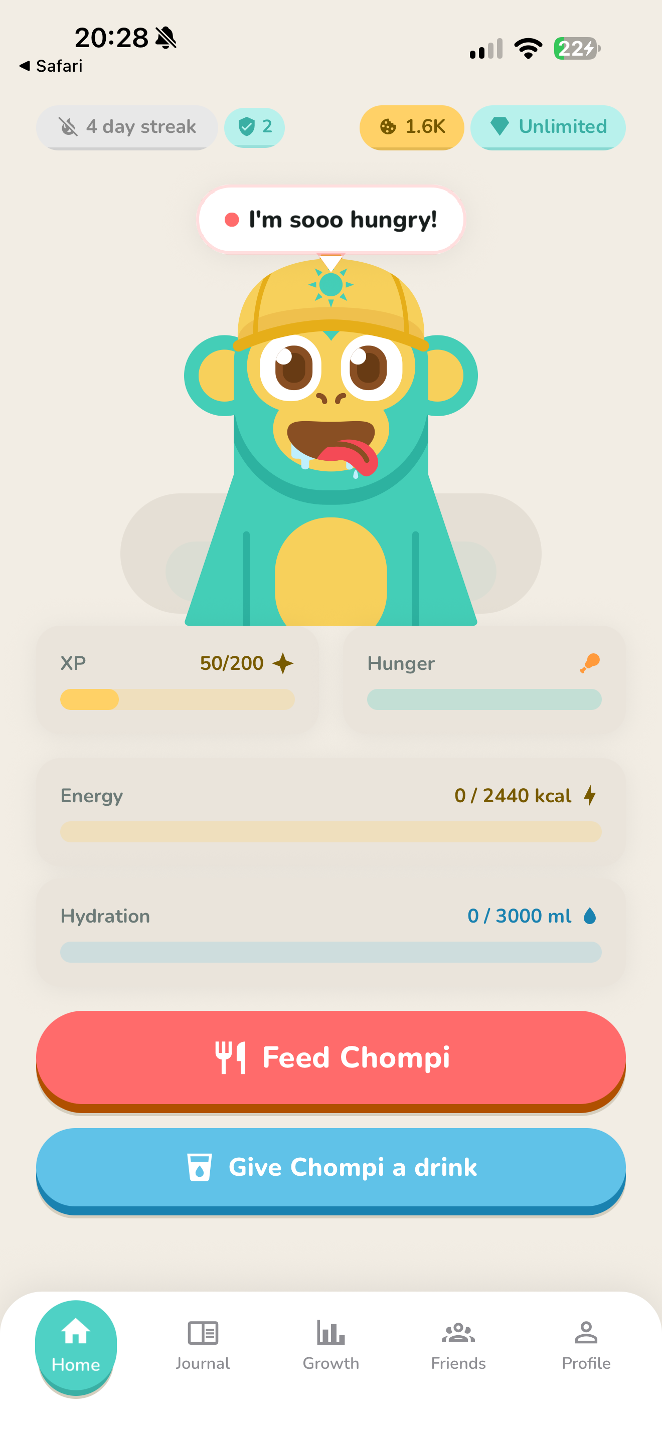 Chompi app - growth screen